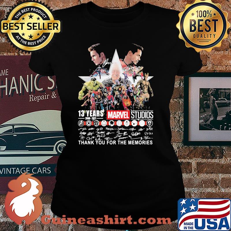 Marvel Studios 13 Years 2008 2021 Thank You For The Memories Signature Shirt Laides tee