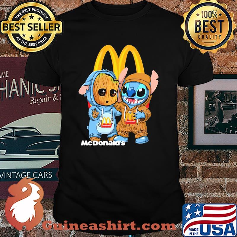 Mcdonalds Logo Baby Groot And Baby Stitch Shirt