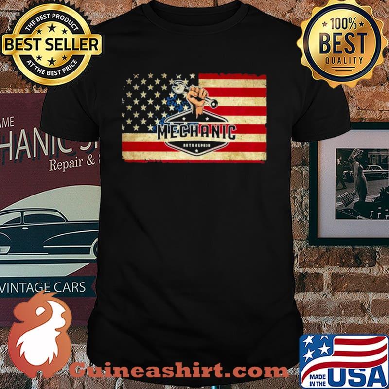 Mechanic auto repair American flag shirt