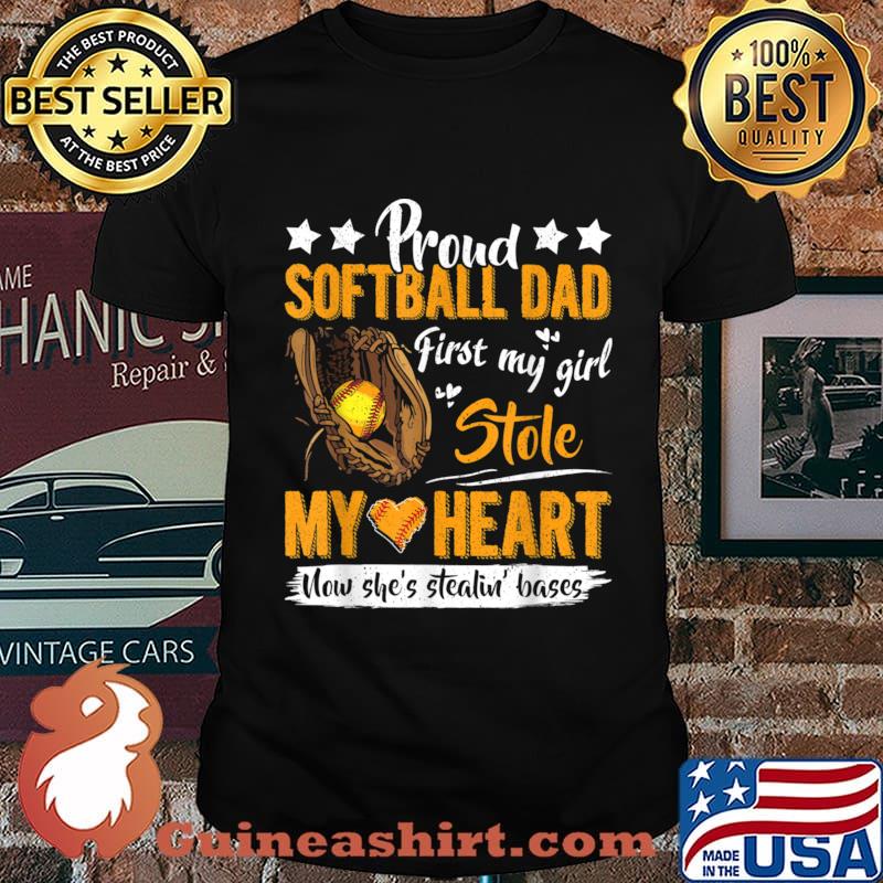 Mens Proud Softball Dad Cute Softball Dad Tee For Men Fathers Day Shirt