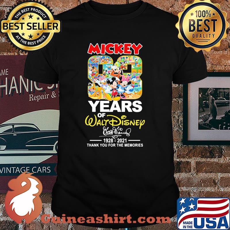 Mickey 83 Years Of Walt Disney 1928 2021 Thank You For The Memories Signature Shirt