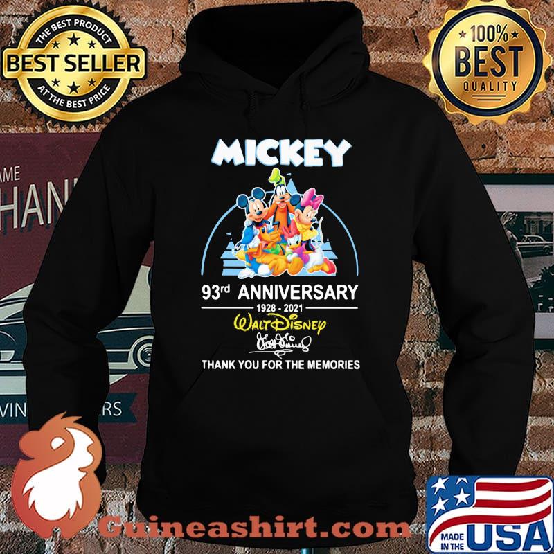 Mickey 93rd Anniversary 1928 2021 Walt Disney Thank You For The memories Signature Shirt Hoodie