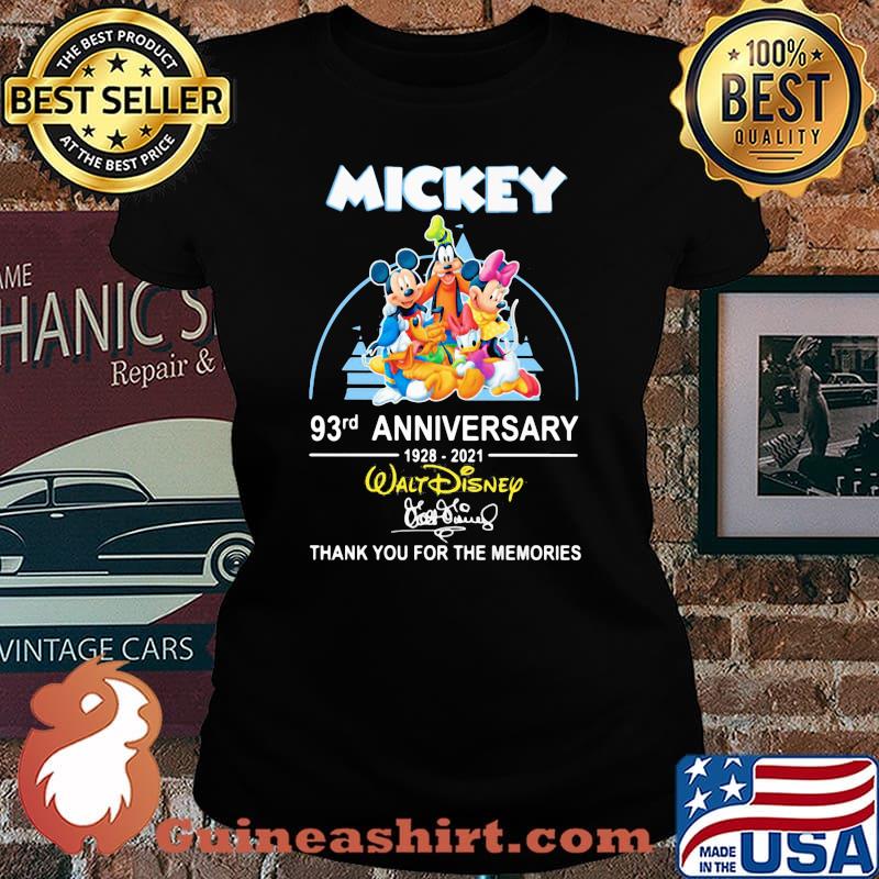 Mickey 93rd Anniversary 1928 2021 Walt Disney Thank You For The memories Signature Shirt Laides tee