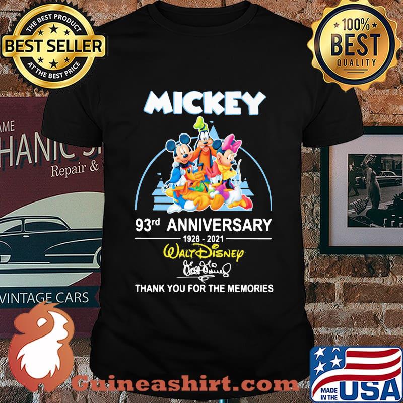 Mickey 93rd Anniversary 1928 2021 Walt Disney Thank You For The memories Signature Shirt