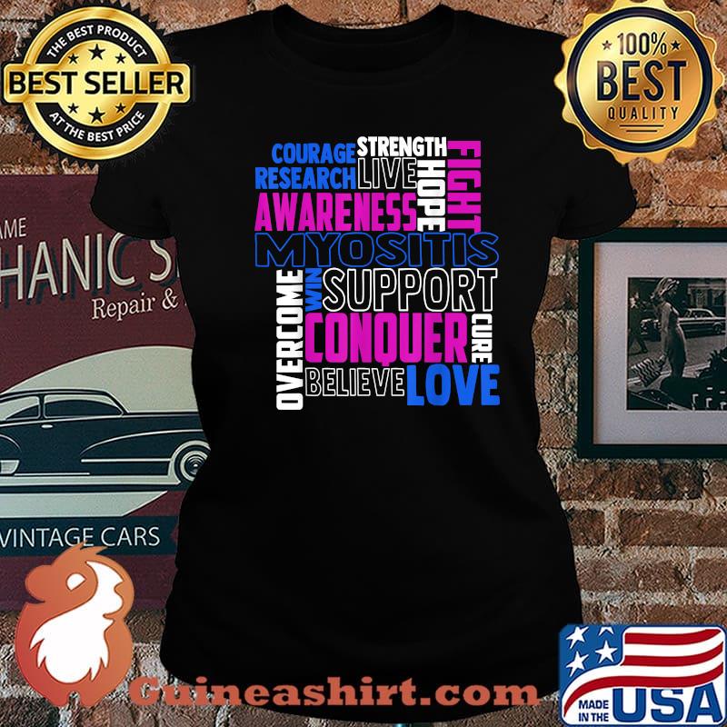 Myositis Awareness Dermatomyositis Related Blue Ribbon Shirt Laides tee