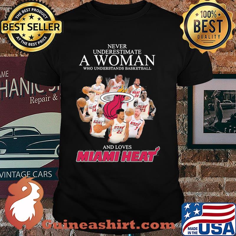 Never Underestimate A Woman Who Understands Basketball And Loves Miami Heat Signature Shirt