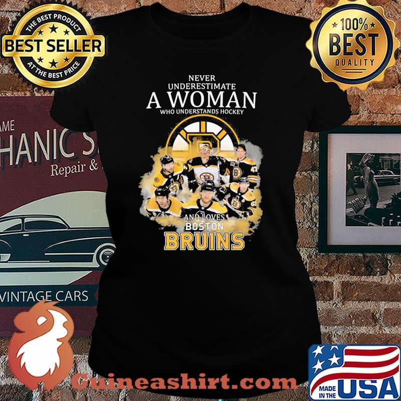 Never Underestimate A Woman Who Understands Hockey And Loves Boston Bruins Shirt Laides tee