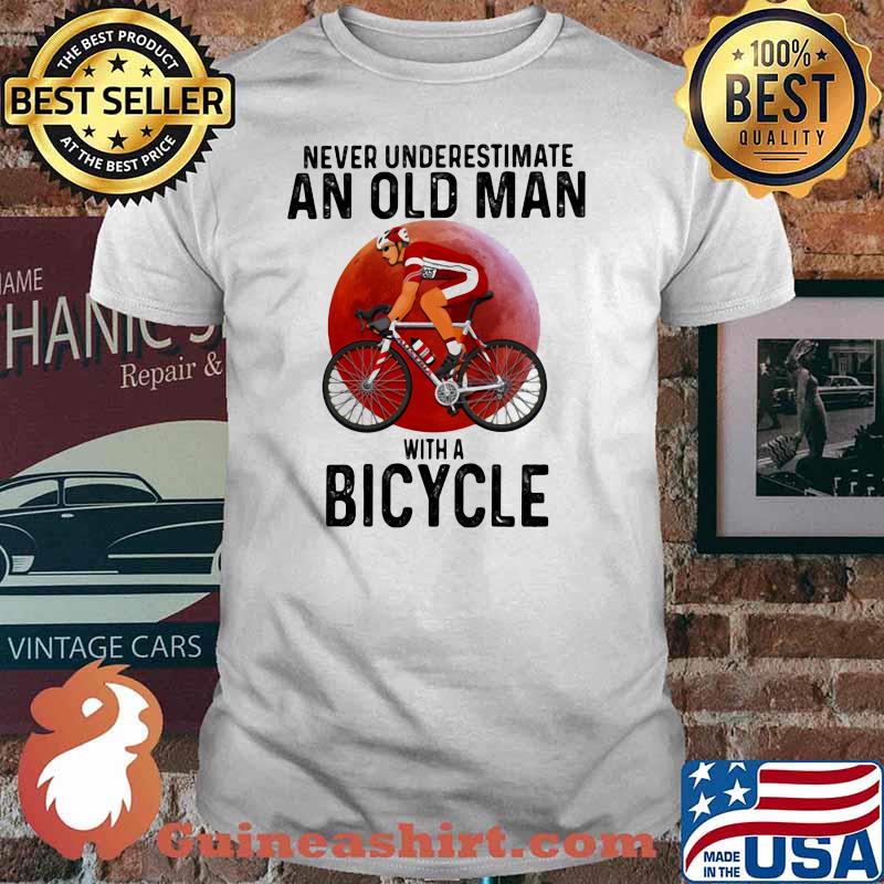 Never Underestimate An Old Man With A Bicycle Blood Moon Shirt