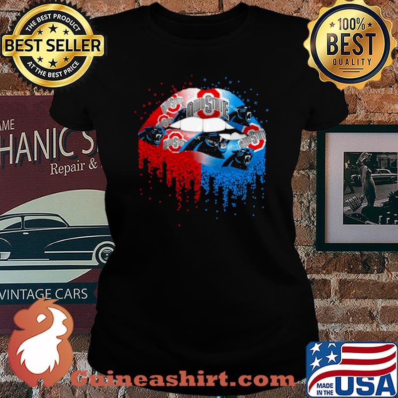NFL carolina panthers new and Ohio state buckeyes Lips logo Laides tee