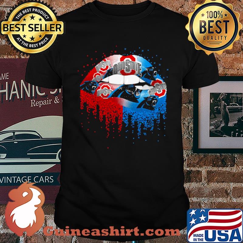 NFL carolina panthers new and Ohio state buckeyes Lips logo shirt