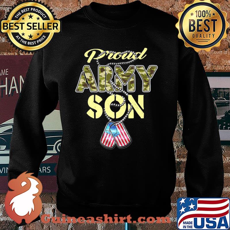 Proud Army Son US Flag Camo Dog Tags Pride Military Shirt Sweater
