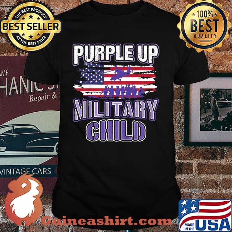 Purple Up Military American Flag Awareness Month Shirt