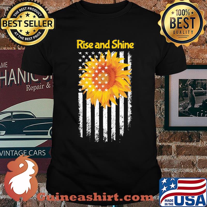Rise and Shine America Flag Sunflower Shirt