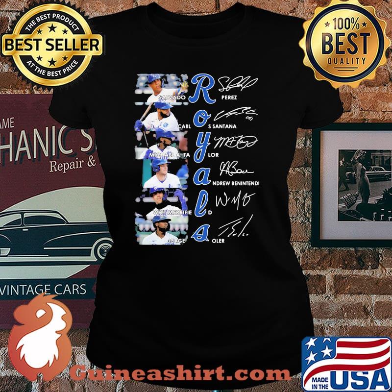 Royals Salvado Rperez Carlos Santana signature Laides tee