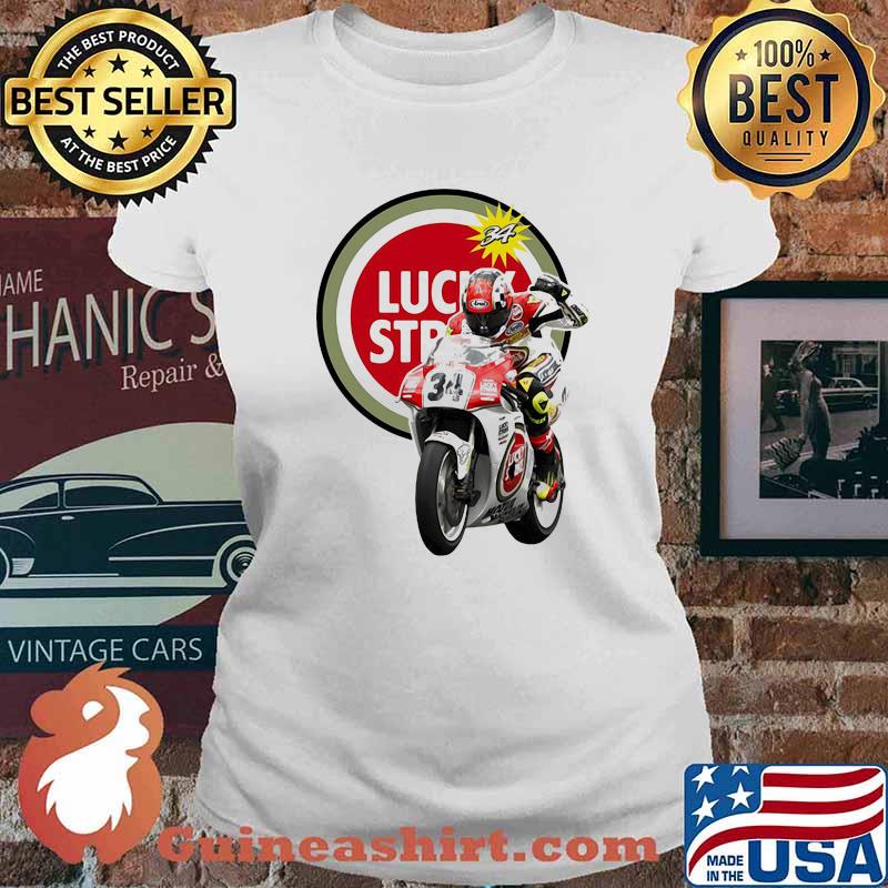 Schwantz Team Lucky Strike King Of The Mountain Motorcycle Shirt Ladies tee