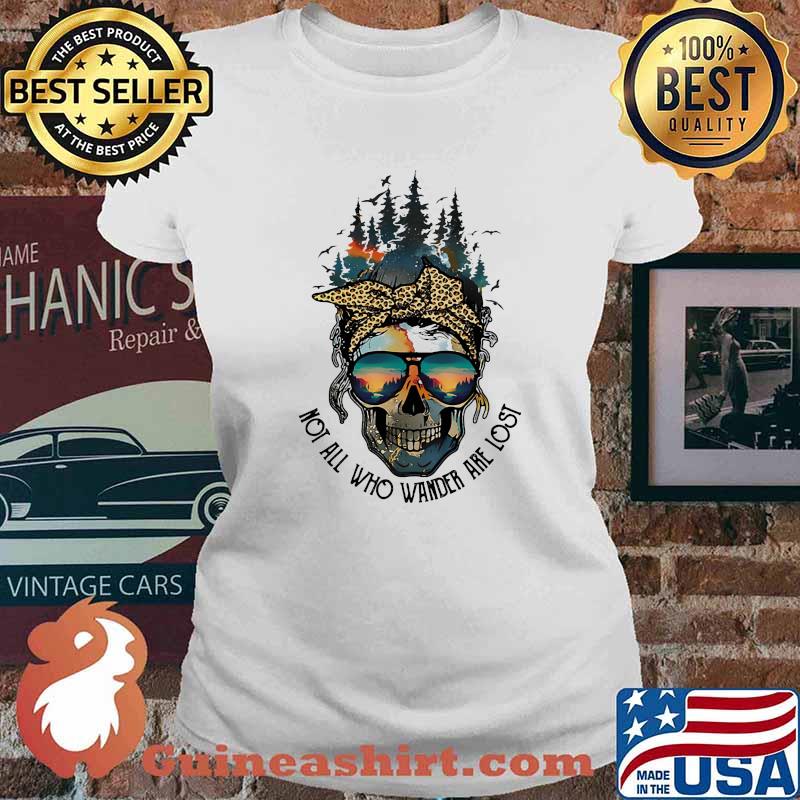 Skull Not All Who Wander Are Lost Ladies tee