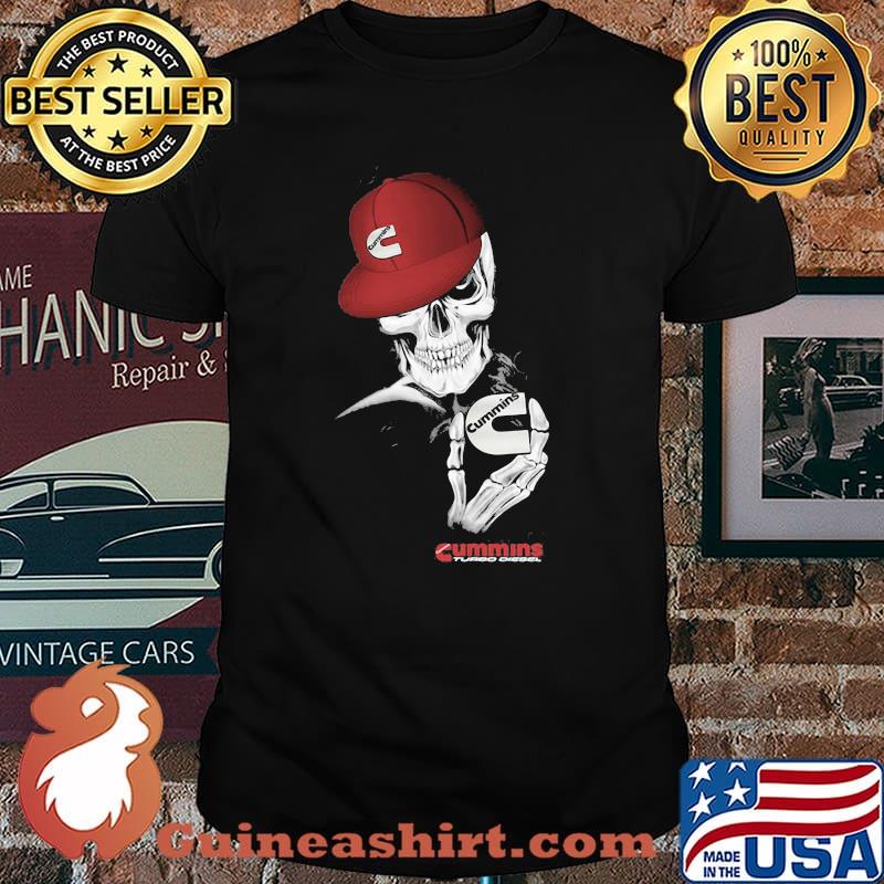 Skull Wear Hat And Holding Cummins Shirt