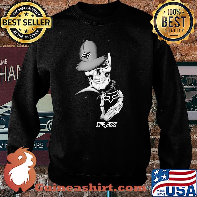 Skull Wear Hat And Holding Fx Logo Shirt Sweater