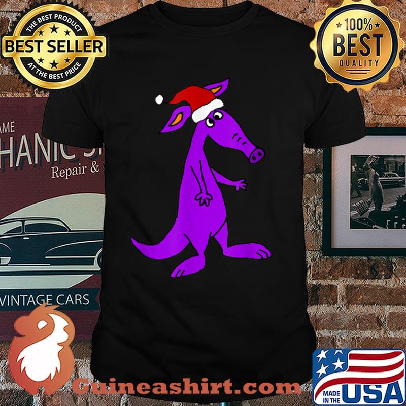 SmileteesXMASa Funny Purple Aardvark in Santa hat Christmas Shirt