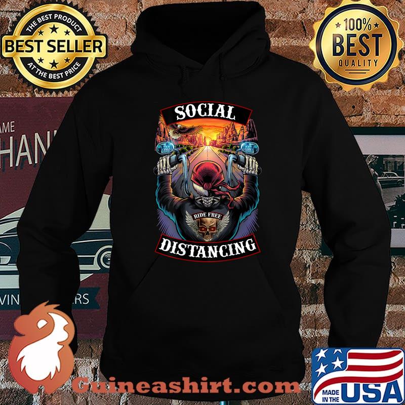 Social Distancing Mens Motorcycle Biker Skull Shirt Hoodie