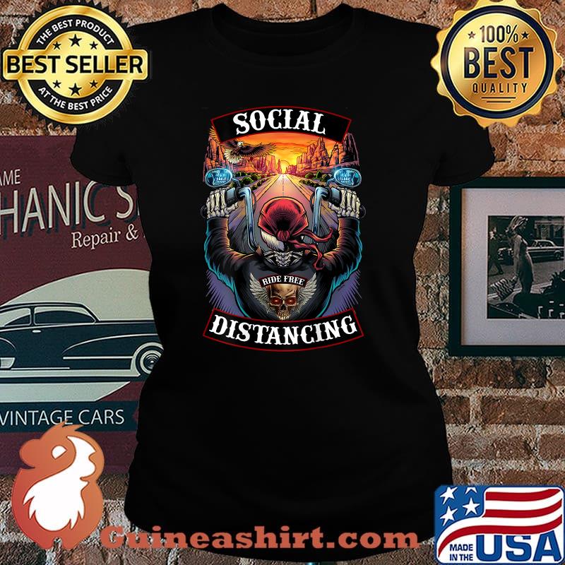 Social Distancing Mens Motorcycle Biker Skull Shirt Laides tee
