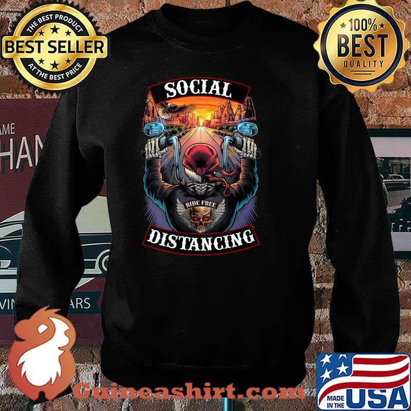 Social Distancing Mens Motorcycle Biker Skull Shirt Sweater