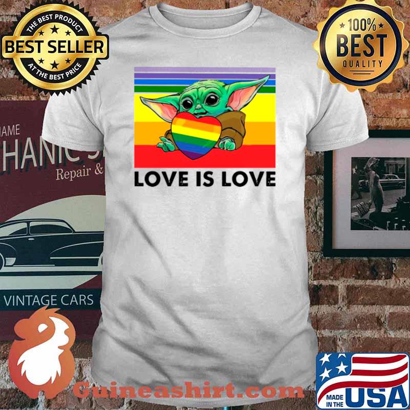 Star Wars Baby Yoda Hug Heart LGBT Love Is Love Vintage shirt