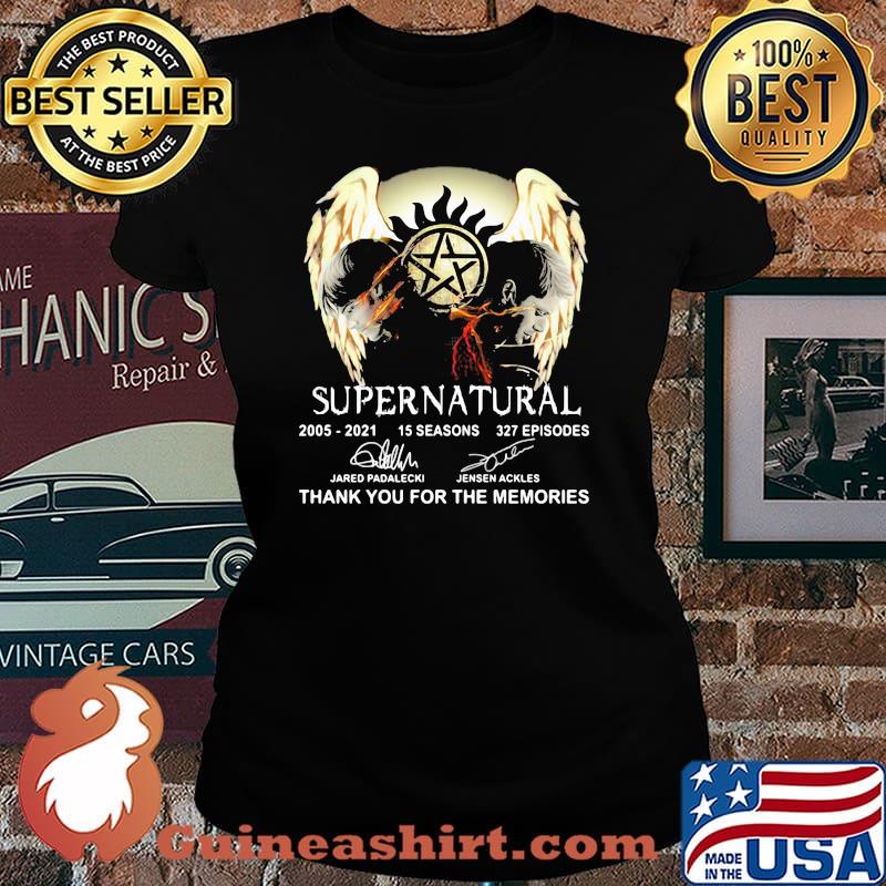 Supernatural 2005 2021 15 Seasons Thank You For The Memories Signatures Shirt Laides tee