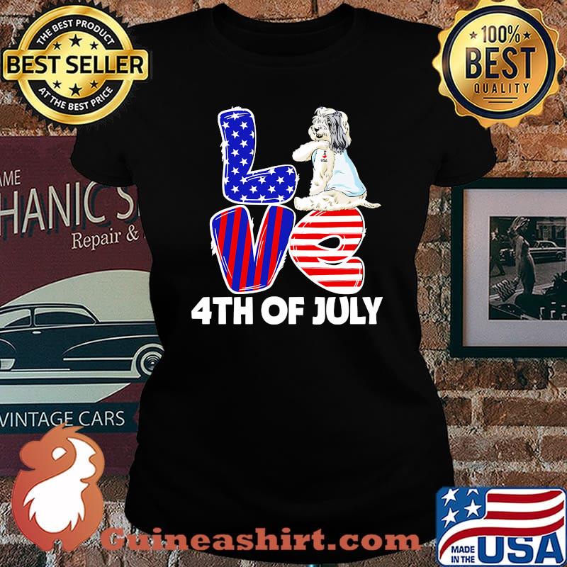 Tibetan Terrier Love 4th of July Independence day Laides tee