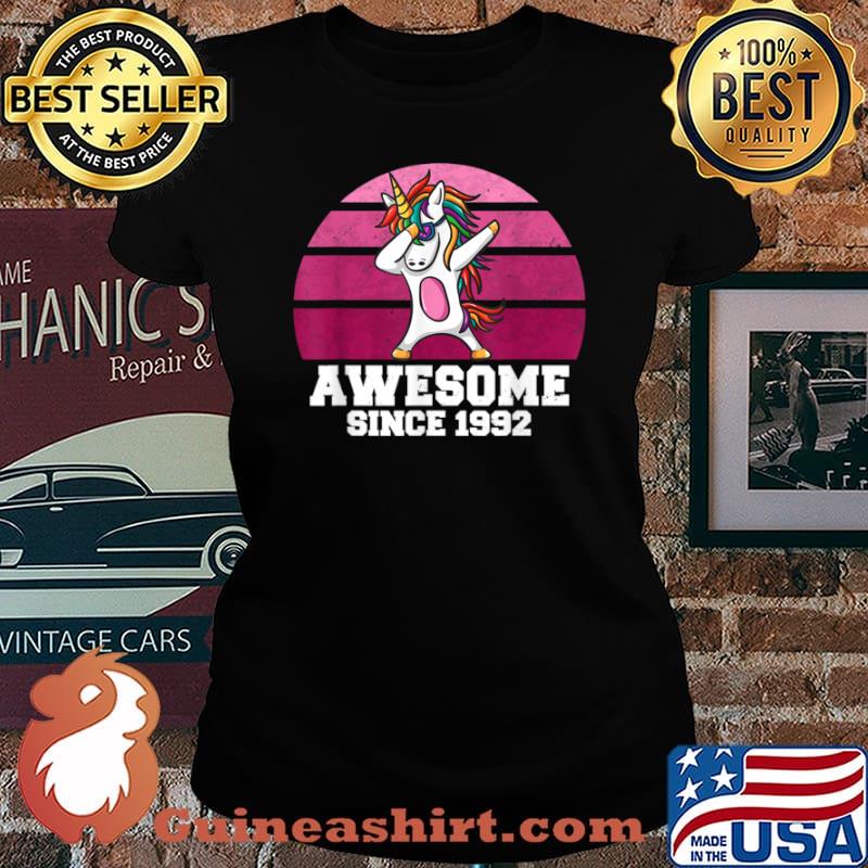 Unicorn Dabbing Awesome Since 1992 Birthday Shirt Laides tee
