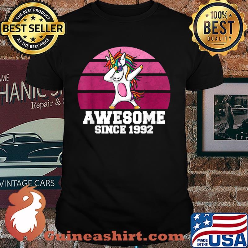 Unicorn Dabbing Awesome Since 1992 Birthday Shirt