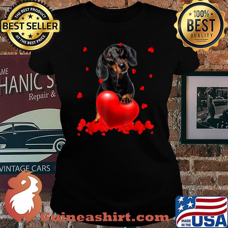 Valentine’s Day Heart Dachshund Dog Lover Gifts Shirt Laides tee