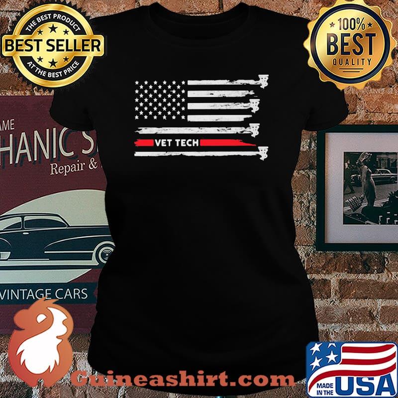 Vet Tech American Flag Shirt Laides tee