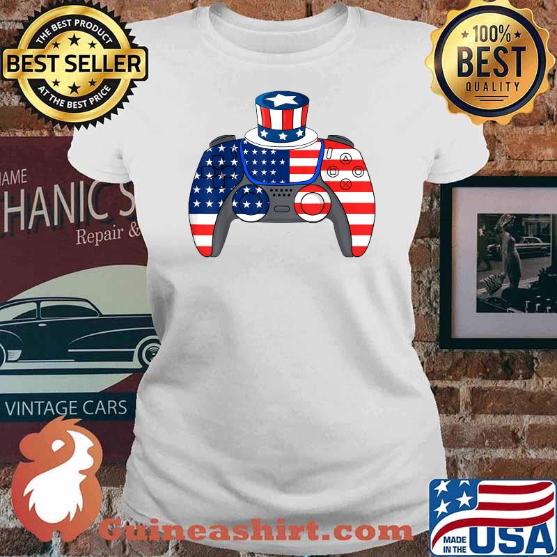 Video Games 4th Of July USA Flag Controller Patriotic Kids Shirt Ladies tee