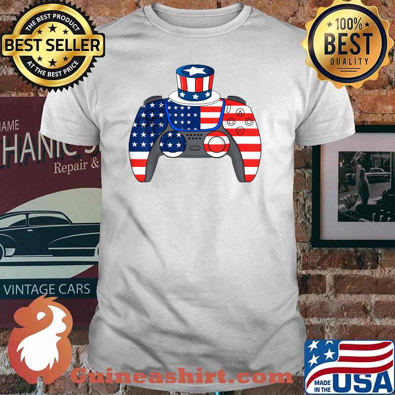 Video Games 4th Of July USA Flag Controller Patriotic Kids Shirt