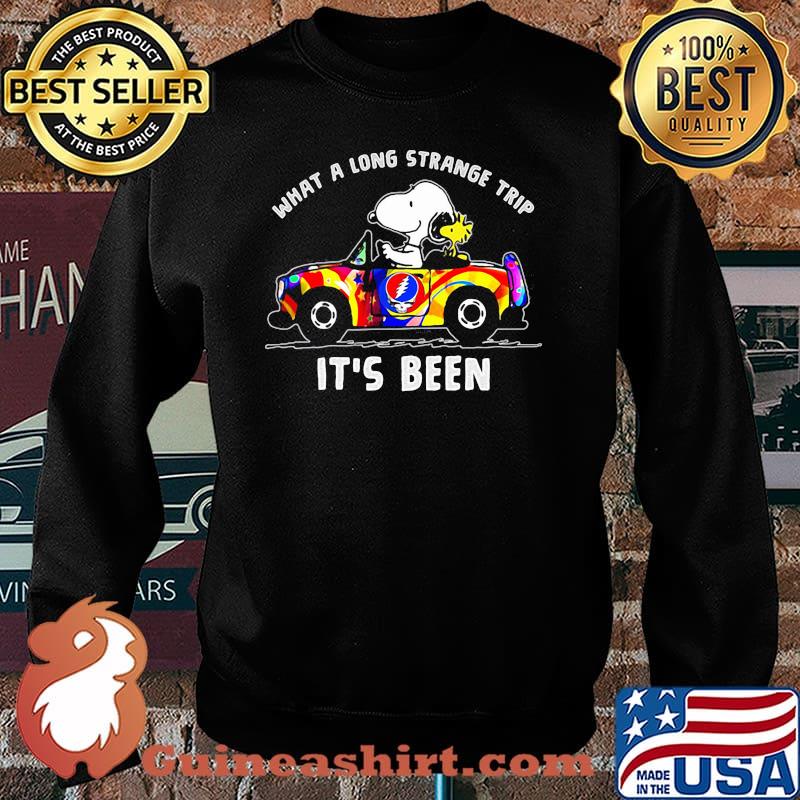 What A Long Strange Trip It’s Been Snoopy Driving Car Grateful Dead Skull Shirt Sweater