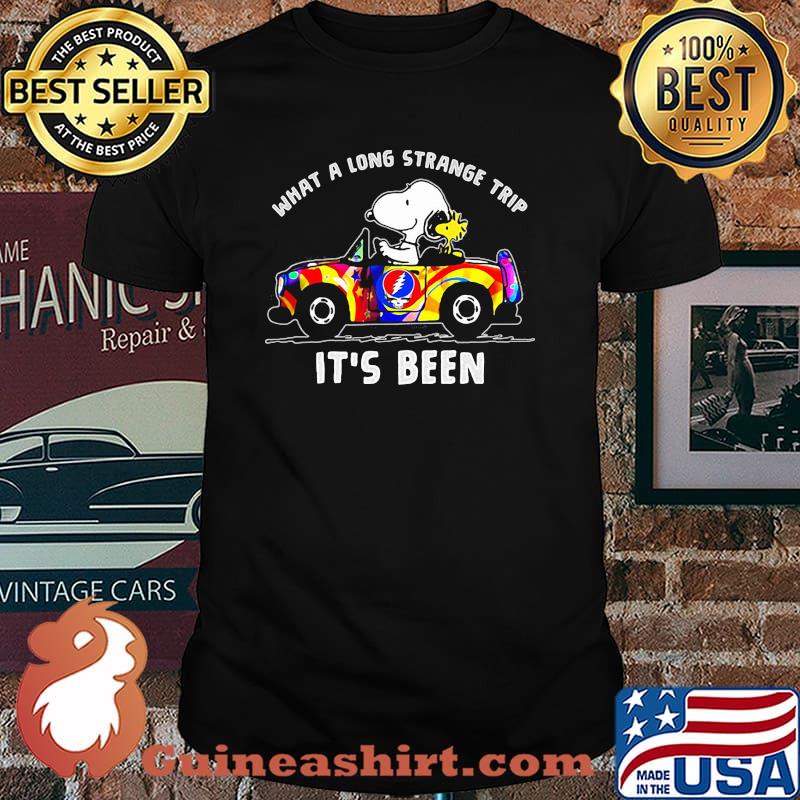 What A Long Strange Trip It’s Been Snoopy Driving Car Grateful Dead Skull Shirt