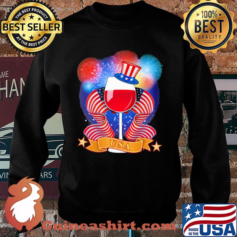 Wine American Flag Firework USA Fireworld Shirt Sweater