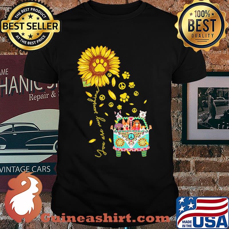 You Are My Sunshine Hippie Dog Sunflower Shirt