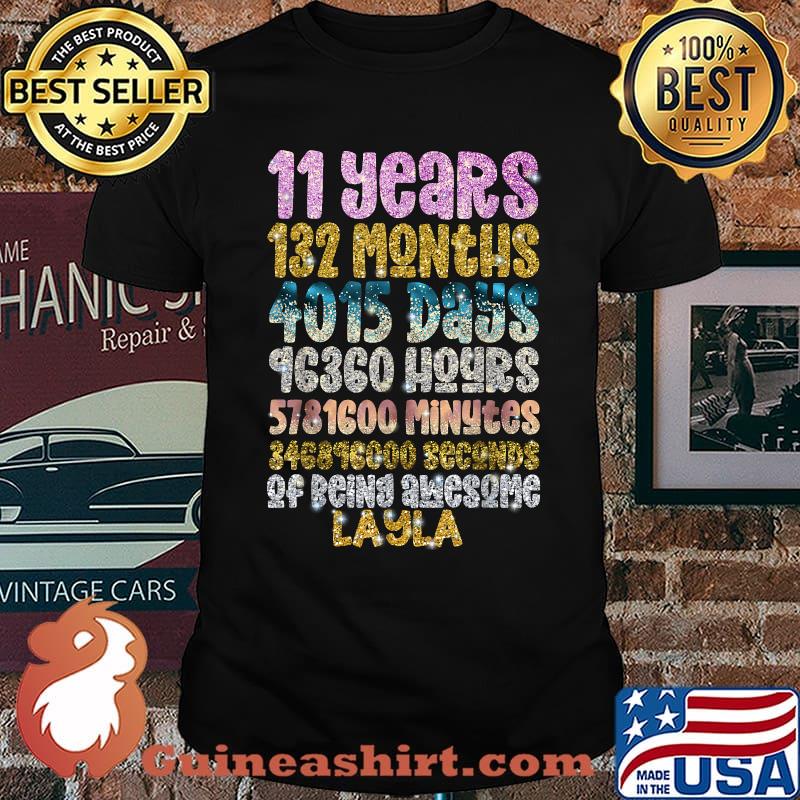 11 Years of Being Awesome Layla 11th Birthday Personalized Bling Shirt