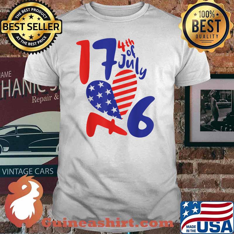 1776 4th Of July USA Flag Heart Independence Day T-Shirt