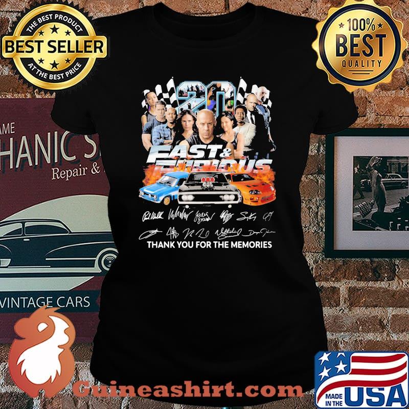 20 Years Fast And Furious Racing Thank You For The Memories Signature Shirt Laides tee