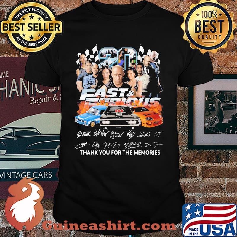 20 Years Fast And Furious Racing Thank You For The Memories Signature Shirt