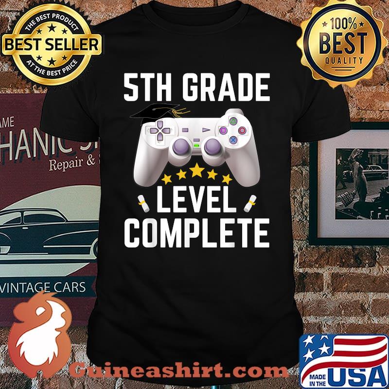 5th Grade Level Complete Gamer Class Of 2021 Graduation Five Star Shirt