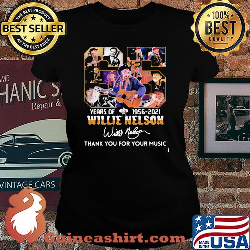 65 years of 1956 2021 Willie Nelson thank you for the memories signature Laides tee