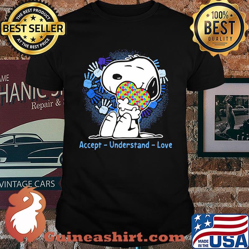 Accept understand love snoopy heart autism awareness shirt