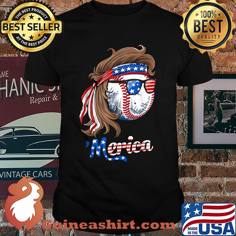 Baseball Mullet 4th Of July American Flag Merica Fathers Day T-Shirt