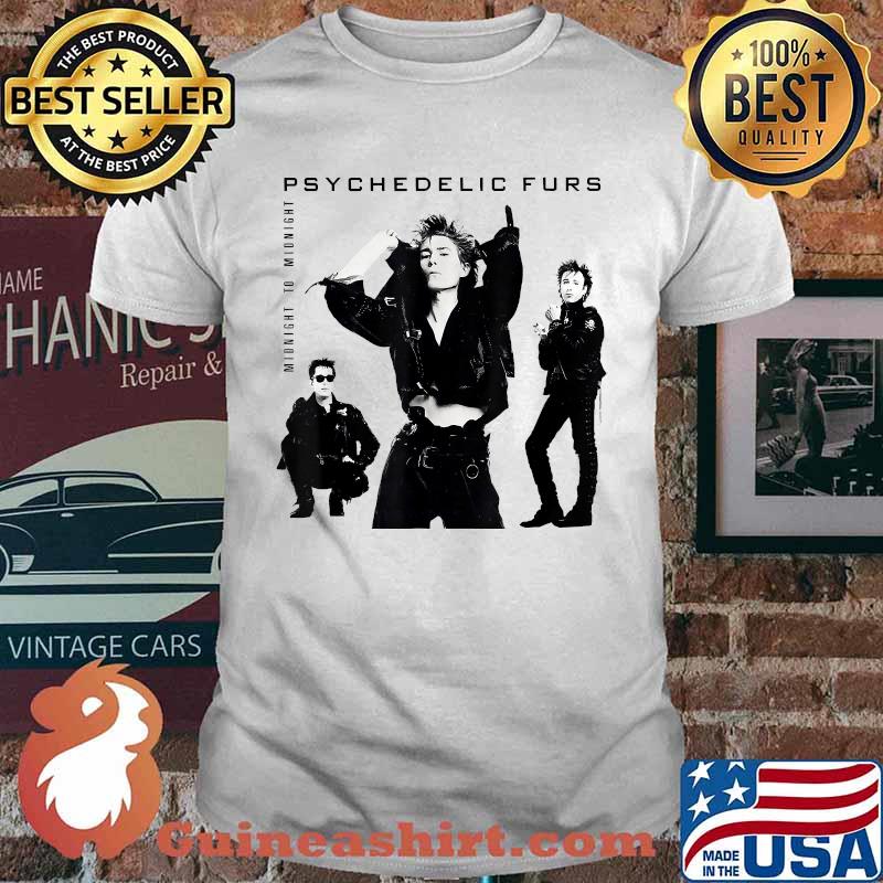 Black and White Midnight To Midnight Psychedelic Design Art Fur Outfit Band Music T-Shirt