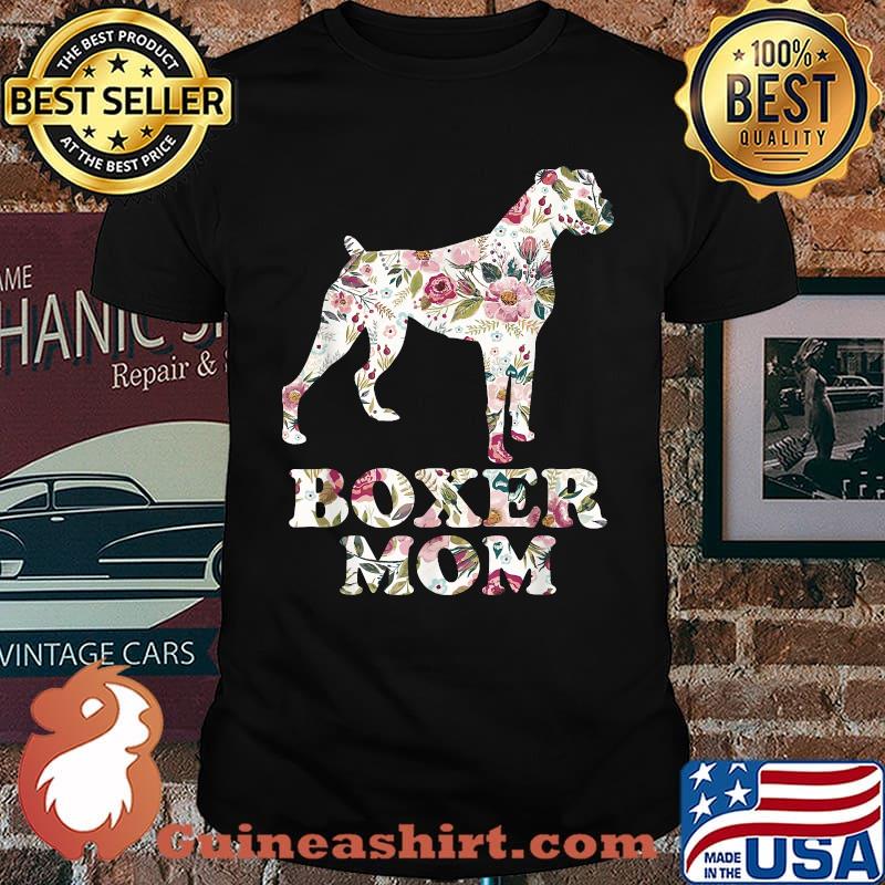 Boxer Mom Funny Dog Mom Flower Graphic T-Shirt