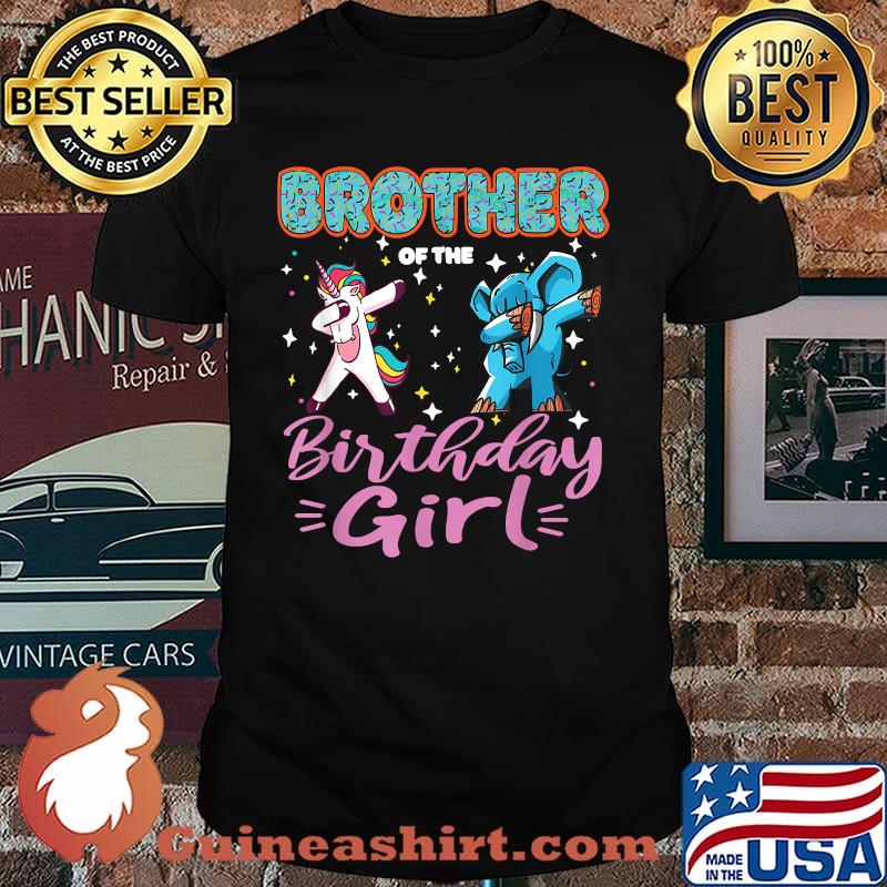 Brother Of The Birthday Girl Donut Dabbing Unicorn Elephant Shirt